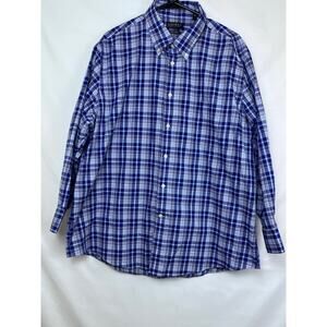 Lauren Ralph Lauren Mens 2XL Blue/White Long Sleeve Preppy  Plaid Shirt